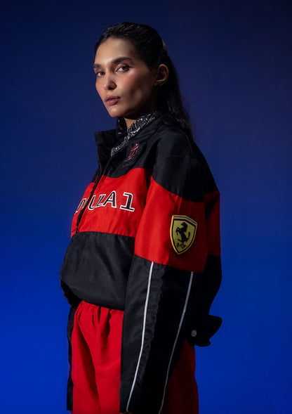 Evo Unisex Black & Red Racer Jacket