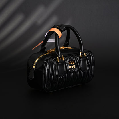 Miu Miu Black Matelassé Leather Top Handle Bag