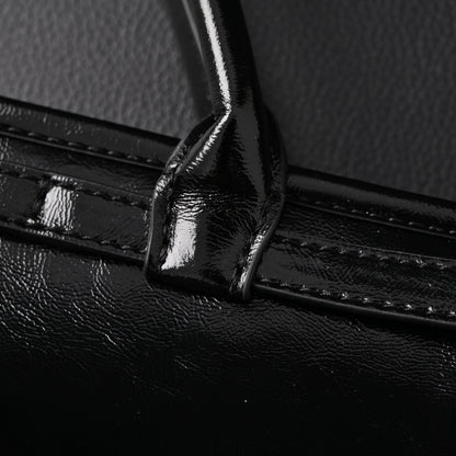 Prada Cleo Black Patent Leather Shoulder Bag with Gold Hardware