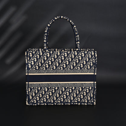 Christian Dior Large Book Tote – Blue Oblique Embroidery