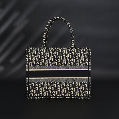 Christian Dior Medium Book Tote – Black Oblique Embroidery