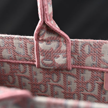 Dior Book Tote Oblique Embroidered Canvas Bag – Large Pink